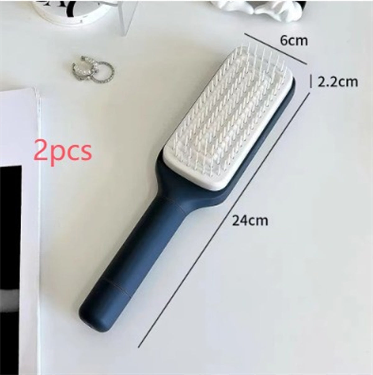 4 In 1 Self Cleaning Hair Brush New Self-Cleaning Anti-Static Massage Comb Scalable Rotate Lifting Self Cleaning Hairbrush Lunar Rock Gray 2pcs
