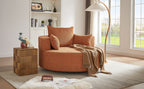 360° Swivel Accent Barrel Chair with Removable Pillows, Orange Red Chenille, 56.3 Inch
