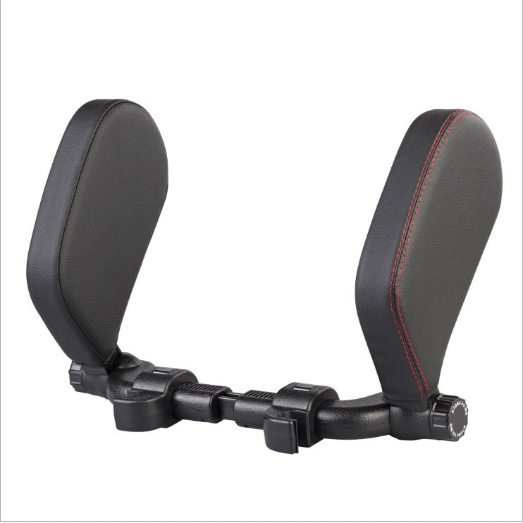 Car headrest pillow Sleep Adjustable Side Car Soft Travel Seat Headrest Auto Leather Support Neck Pillow Cushion car accessories Black red Leather