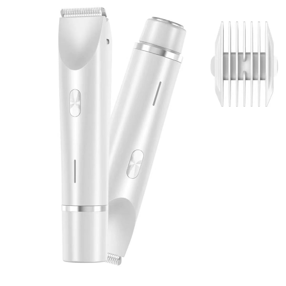 2 In 1 Hair Remover Women's Double Head Shaver Private Pubic Hair Trimmer Electric Razor Wet Dry Electric Body Hair White USB