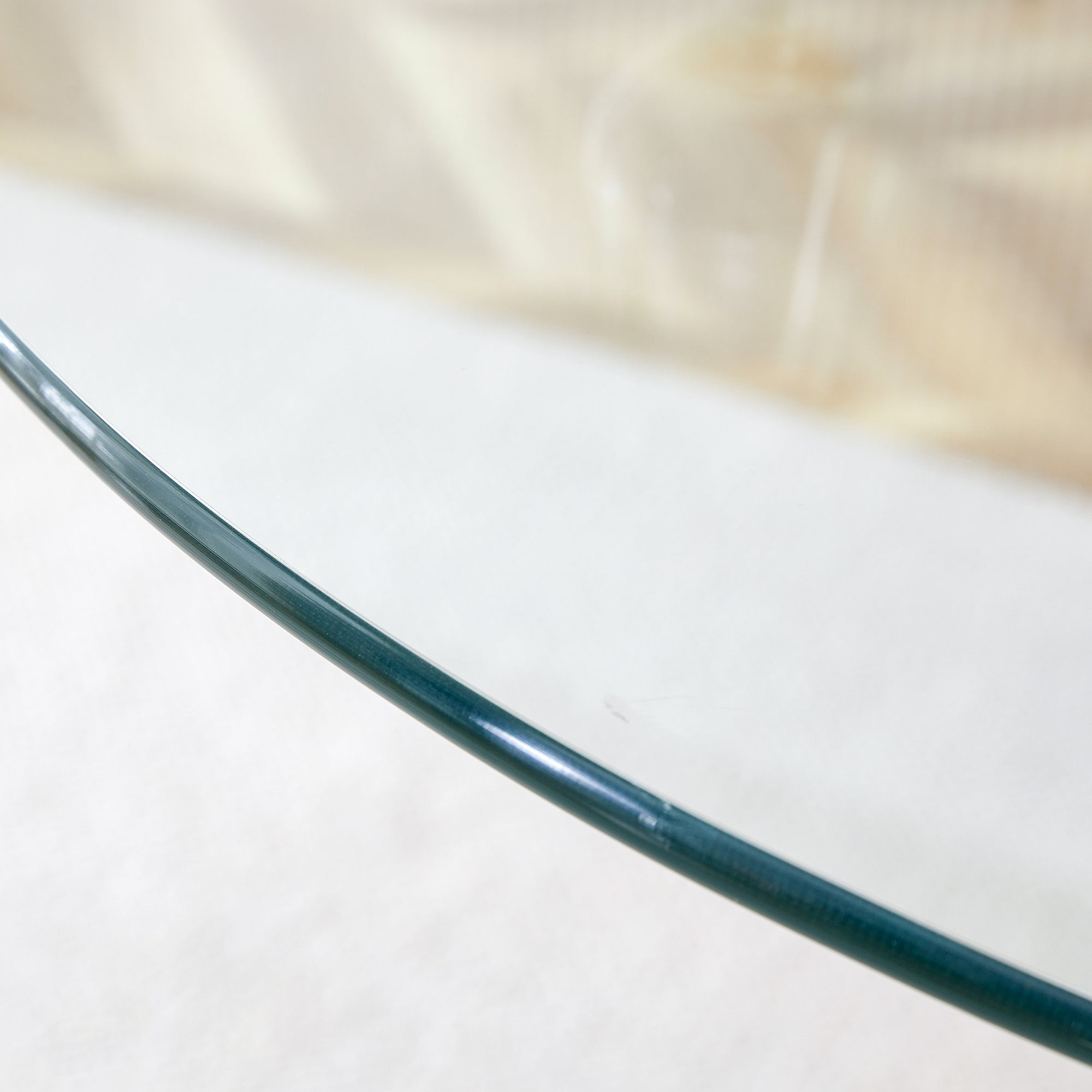 Modern Minimalist Circular Glass Dining Table with Electroplated Silver Metal Legs, 35-Inch Diameter