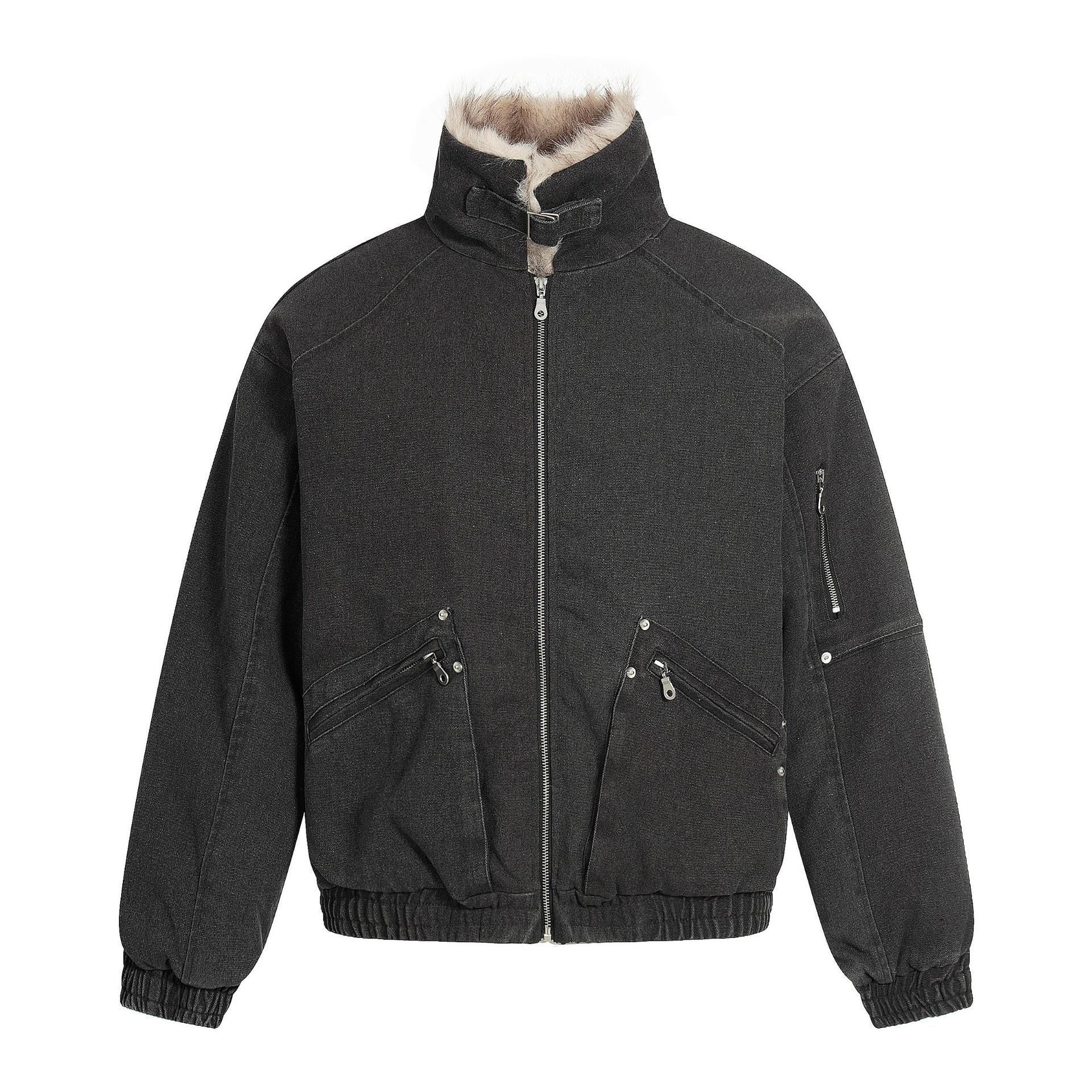 New Winter Thermal Cotton-padded Men Coat Black