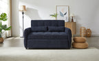 Modern Loveseat Sofa Pull-out Bed with Adjustable Backrest, USB Ports, Lumbar Pillows, Blue Chenille, 52.8'