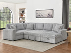 122 Inch Pull Out Couch, Rabbit plush Fabric Sofa Bed with USB Ports & Comfy Upholstered, Oversized U Shape Sectional Sleeper Sofa Bed with Storage Chaise, Grey Default