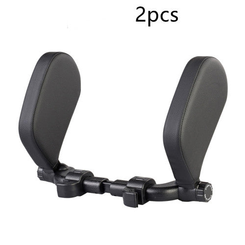 Car headrest pillow Sleep Adjustable Side Car Soft Travel Seat Headrest Auto Leather Support Neck Pillow Cushion car accessories Black Leather 2pcs