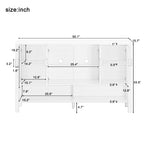 U_STYLE 55.1''Storage Sideboard with 4-Doors,Multi Functional Buffet with Open Shelf and 2-Tiers Adjustable Shelves,Modern Cabinet with Double Hooks,Suitable for Living Room, Hallway, Dining,Office.