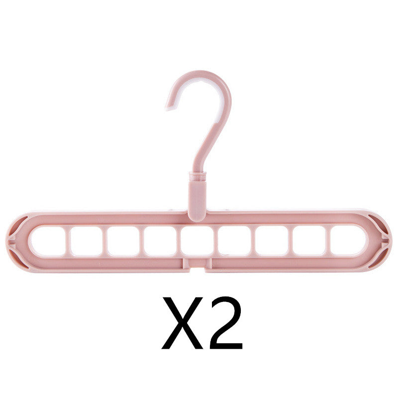 9-hole Clothes Hanger Organizer Space Saving Hanger Multi-function Folding Magic c Scarf Clothes Storage Pink 2PCS