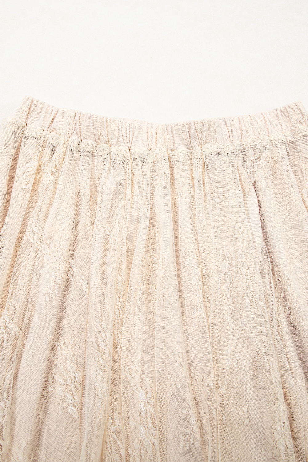 Apricot Lace Cascading Tiered High Waist Maxi Skirt- Women