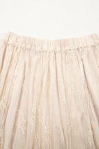 Apricot Lace Cascading Tiered High Waist Maxi Skirt- Women