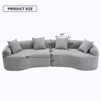 LY-025 Grey Curved Modular Sectional Sofa with 30D High-Density Chenille Upholstery, 110'' Long