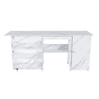 57.5' Foldable Sewing Machine Table with Locking Casters, Multi-Storage Craft Station with Shelves, Bins & Cabinet, Adjustable Sewing Cabinet for Home, Bedroom, and Craft Room(White)