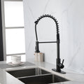 Solid Brass Single Handle Single Rod Downward Spring Kitchen Sink Faucet Black