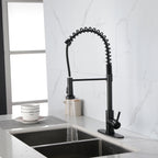 Solid Brass Single Handle Single Rod Downward Spring Kitchen Sink Faucet Black