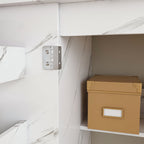 57.5' Foldable Sewing Machine Table with Locking Casters, Multi-Storage Craft Station with Shelves, Bins & Cabinet, Adjustable Sewing Cabinet for Home, Bedroom, and Craft Room(White)