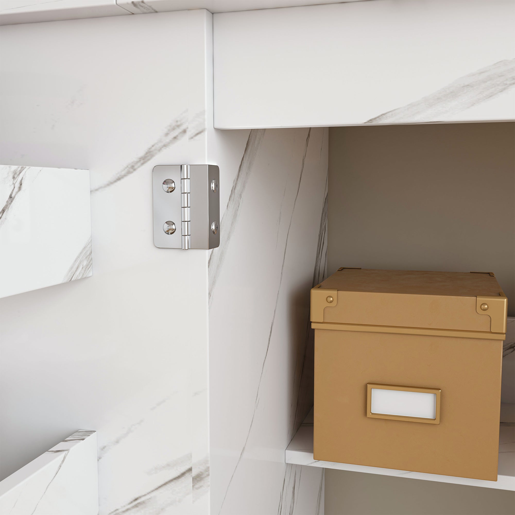 57.5' Foldable Sewing Machine Table with Locking Casters, Multi-Storage Craft Station with Shelves, Bins & Cabinet, Adjustable Sewing Cabinet for Home, Bedroom, and Craft Room(White)