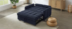 Modern Loveseat Sofa Pull-out Bed with Adjustable Backrest, USB Ports, Lumbar Pillows, Blue Chenille, 52.8'