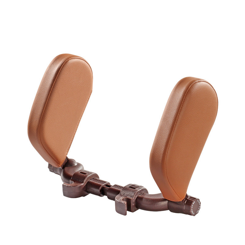 Car headrest pillow Sleep Adjustable Side Car Soft Travel Seat Headrest Auto Leather Support Neck Pillow Cushion car accessories Brown Leather