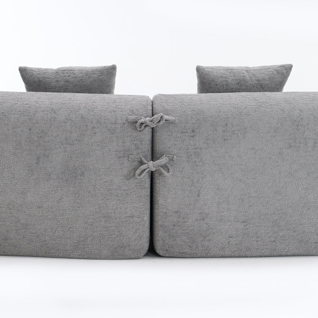 LY-025 Grey Curved Modular Sectional Sofa with 30D High-Density Chenille Upholstery, 110'' Long