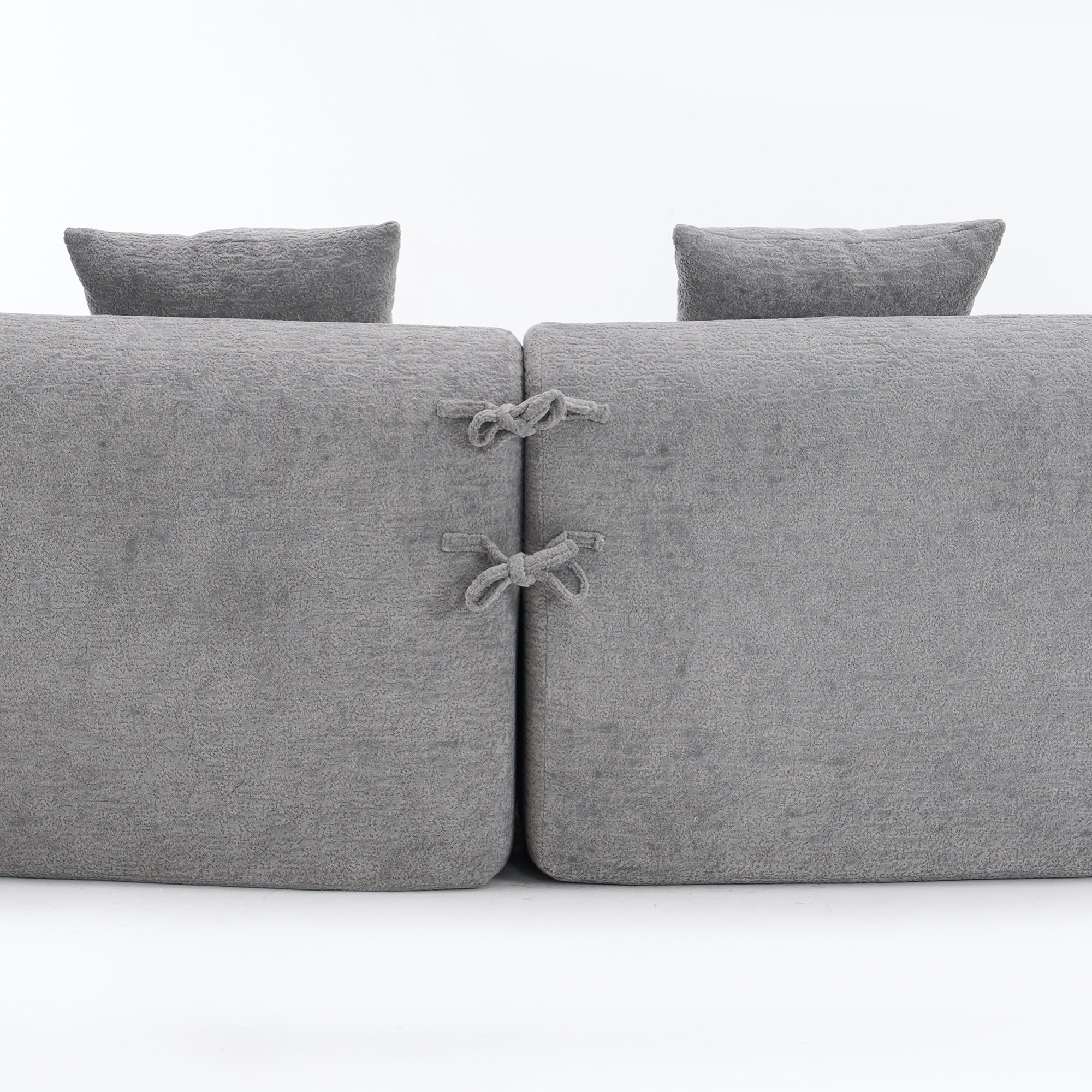 LY-025 Grey Curved Modular Sectional Sofa with 30D High-Density Chenille Upholstery, 110'' Long