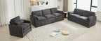 Cozy Upholstered Sofa Set Oversized Comfy Cloud Sofa Double Cushion Sofa Group Plush Cushion Sofa Couch for Living Room, Grey