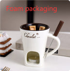 Fondue Mug Set Personal Mini Fondue Pots Chocolate Cheese Ice Cream Fondue Maker Kit Individual Butter Melter Cup Small Warmer Kitchen Gadgets Offwhite foam packaging