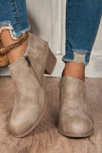Philippine Gray Tulip Opening Suede Ankle Boots- Women Philippine Gray 95%PU+5%Alloy