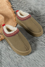 Sage Green Contrast Print Suede Plush Lined Snow Boots- Women