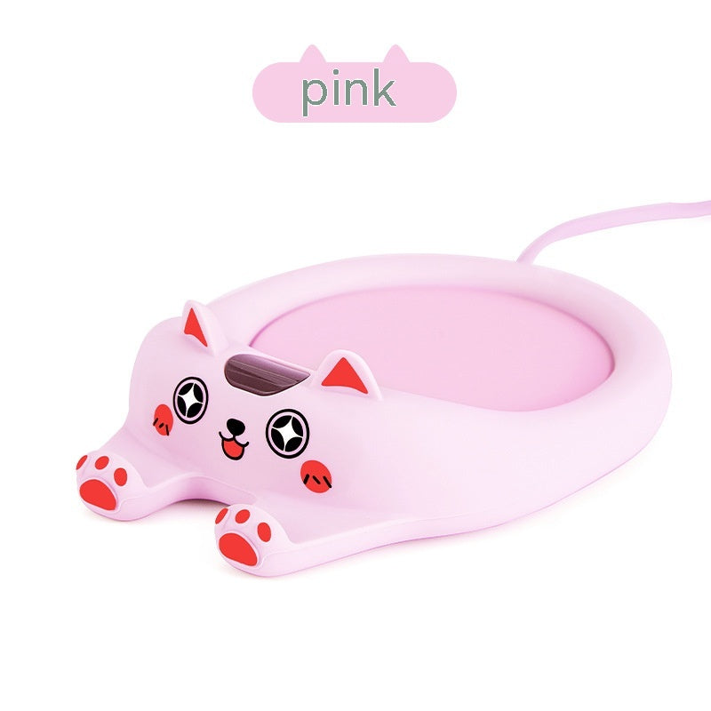 Thermal Cup Base Smart Heat Preservation Coaster Can Be Heated And Adjusted In Three Gears Pink US220V