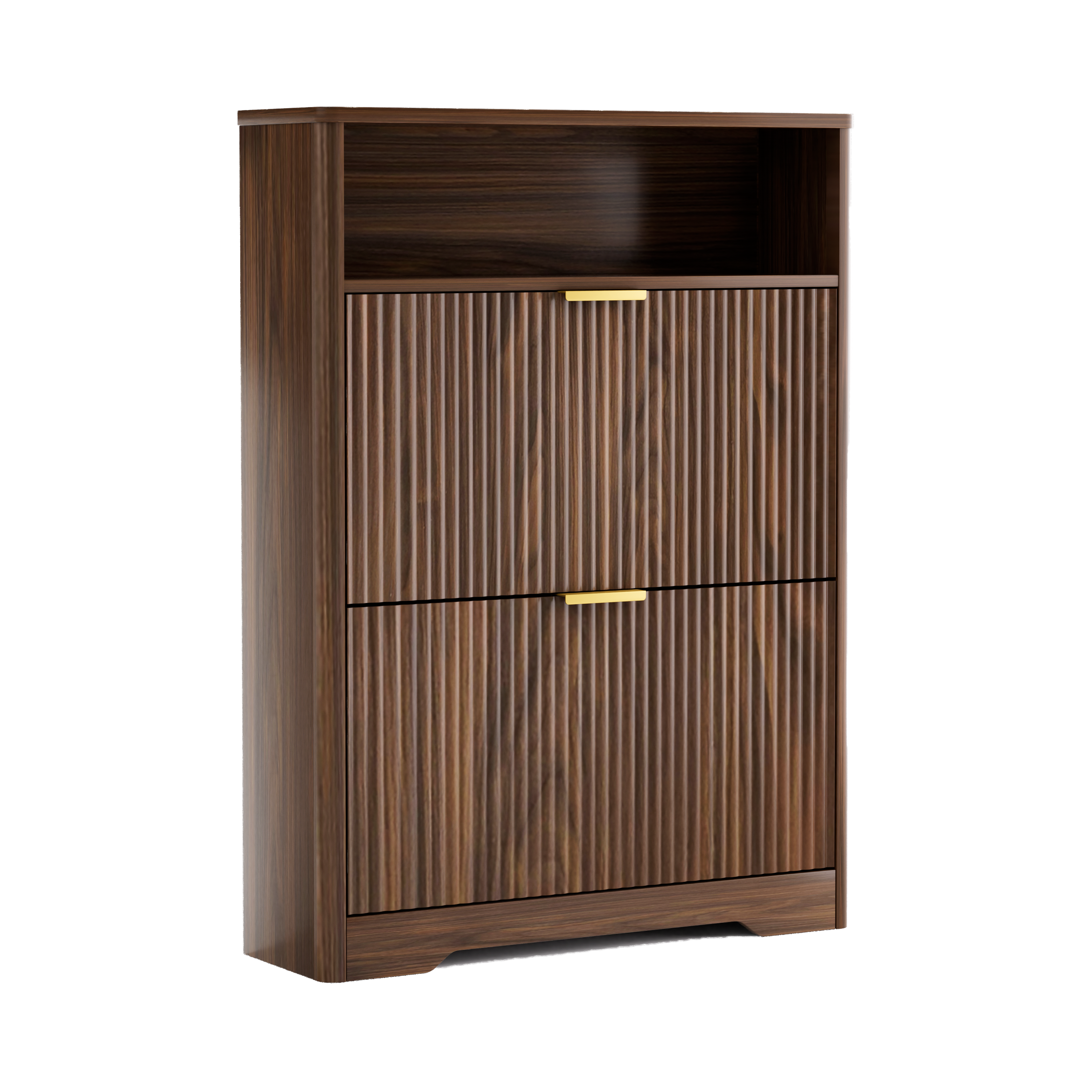 Shoe Cabinet Storage for Entryway Hidden Shoes Storage Cabinet with 2 Flip Drawers, Tall Free Standing Shoe Organizer Rack for Foyer, Hallway. Walnut,31.6'' L x 9.6'' W x 40'' H.