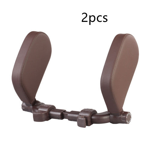 Car headrest pillow Sleep Adjustable Side Car Soft Travel Seat Headrest Auto Leather Support Neck Pillow Cushion car accessories Coffee Leather 2pcs