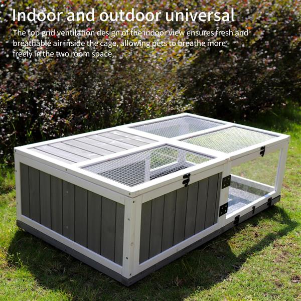 Wooden Turtle House Indoor And Outdoor Cages With Rest Area And Water Game Area Grey