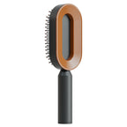 Self Cleaning Hair Brush For Women One-key Cleaning Hair Loss Airbag Massage Scalp Comb Anti-Static Hairbrush Black gold