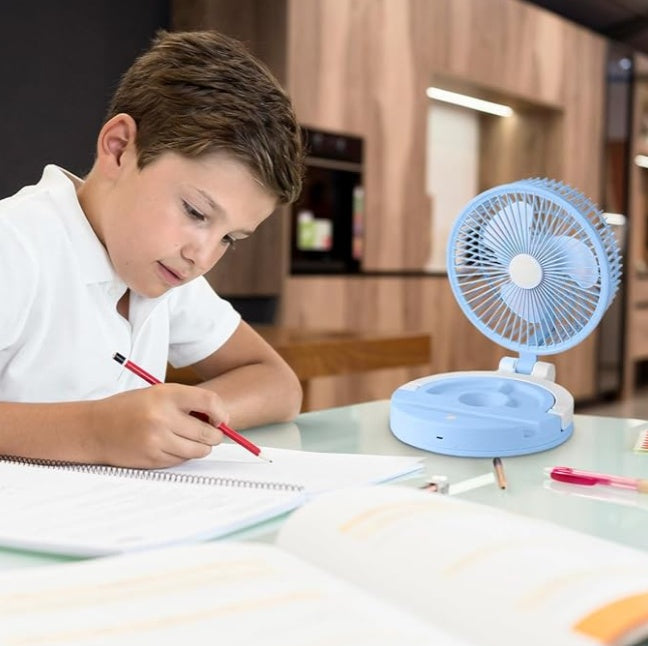 Jiake - Folding Storage Lamp Fan With USB Blue