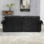 84' Chenille Sofa Small Sofa Loveseat Deep Seat Sofa Couch with 2 Throw Pillows & Memory Foam for Living Room Apartment Office Lounge-Black