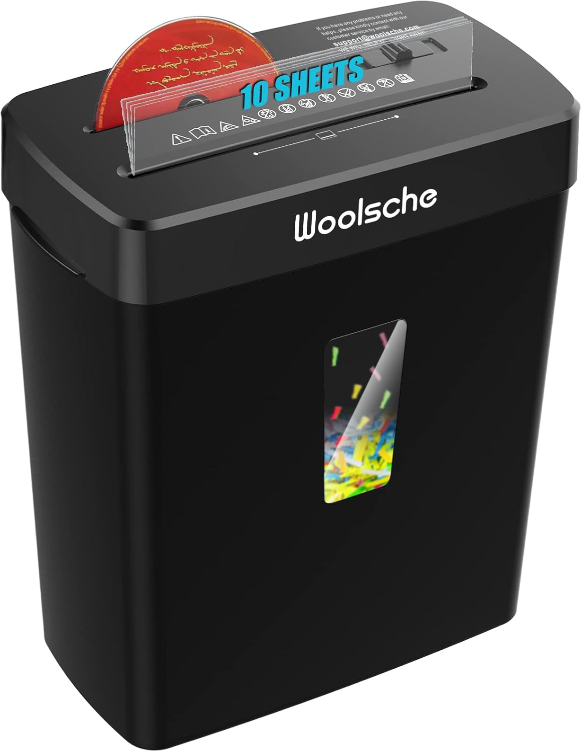 Paper Shredder -10 Sheets Of Paper Cut Horizontally With 3.43 Gallon Paper Basket - P-4 Security Level -3 Mode Designs - Shreds CDs And Credit Cards - Durable, Fast, Anti Paper Jam, Suitable For Home Black