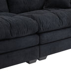 84' Chenille Sofa Small Sofa Loveseat Deep Seat Sofa Couch with 2 Throw Pillows & Memory Foam for Living Room Apartment Office Lounge-Black