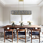 39' Contemporary Crystal and BlackGold Pendant Chandelier – Geometric Modern Light Fixture for Dining Room, Kitchen, or Living Room (Bulb Not Included)