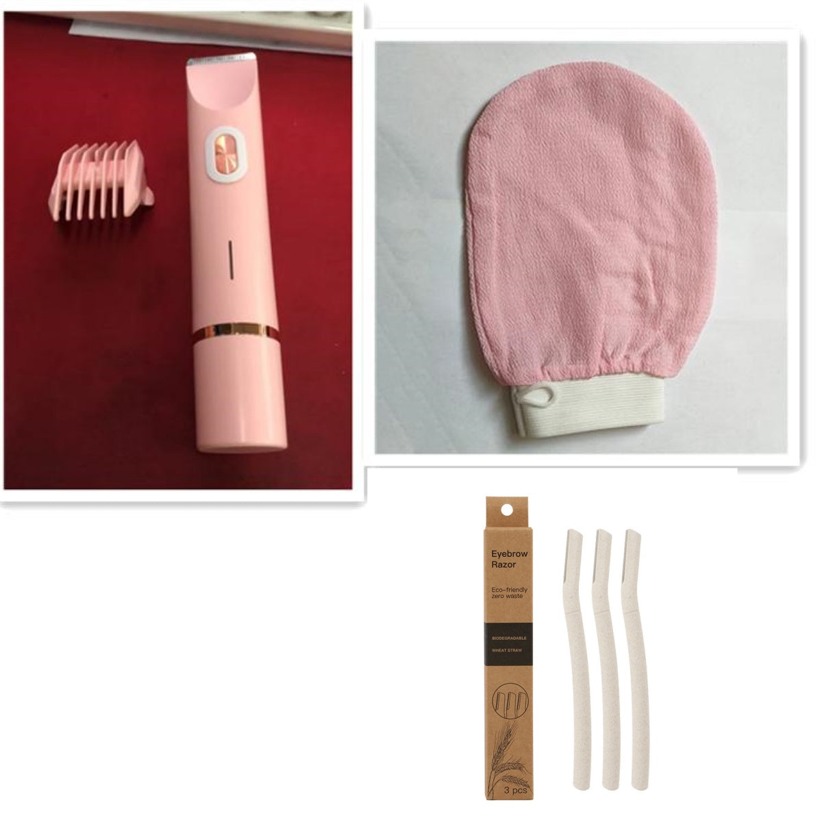 2 In 1 Hair Remover Women's Double Head Shaver Private Pubic Hair Trimmer Electric Razor Wet Dry Electric Body Hair Pink Set5 USB