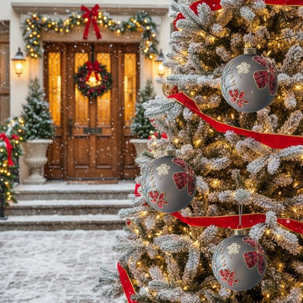 4PCS Set 4.7in Christmas Glass Ball Ornaments Hanging Tree Decor Home Party Holiday Decor Multi