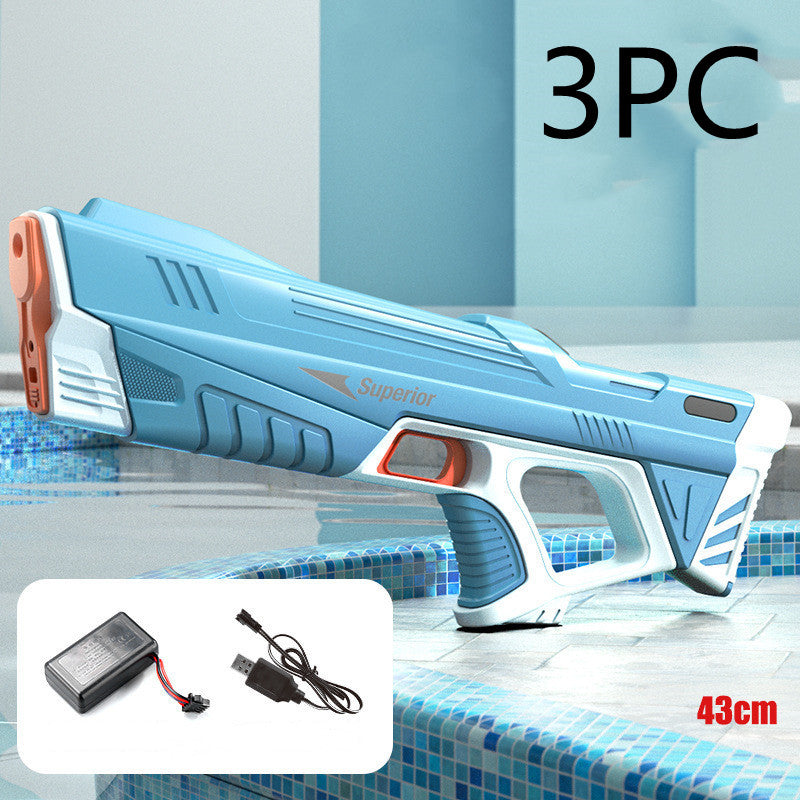 Summer Full Automatic Electric Water Gun Toy Induction Water Absorbing High-Tech Burst Water Gun Beach Outdoor Water Fight Toys Blue 3PC USB