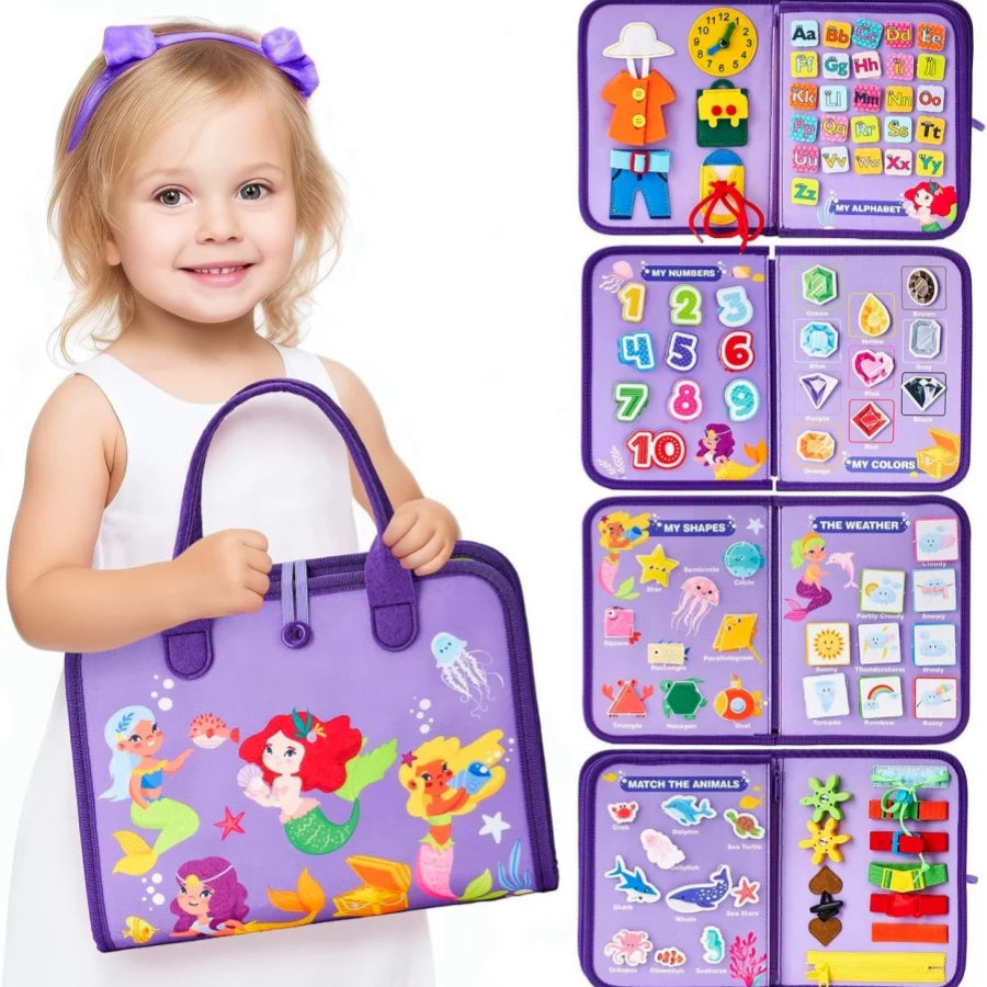 New Busy Book Children's Busy Board Dressing And Buttoning Learning Baby Early Education Preschool Sensory Learning Toy Purple