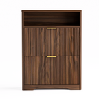 Shoe Cabinet Storage for Entryway Hidden Shoes Storage Cabinet with 2 Flip Drawers, Tall Free Standing Shoe Organizer Rack for Foyer, Hallway. Walnut,31.6'' L x 9.6'' W x 40'' H.