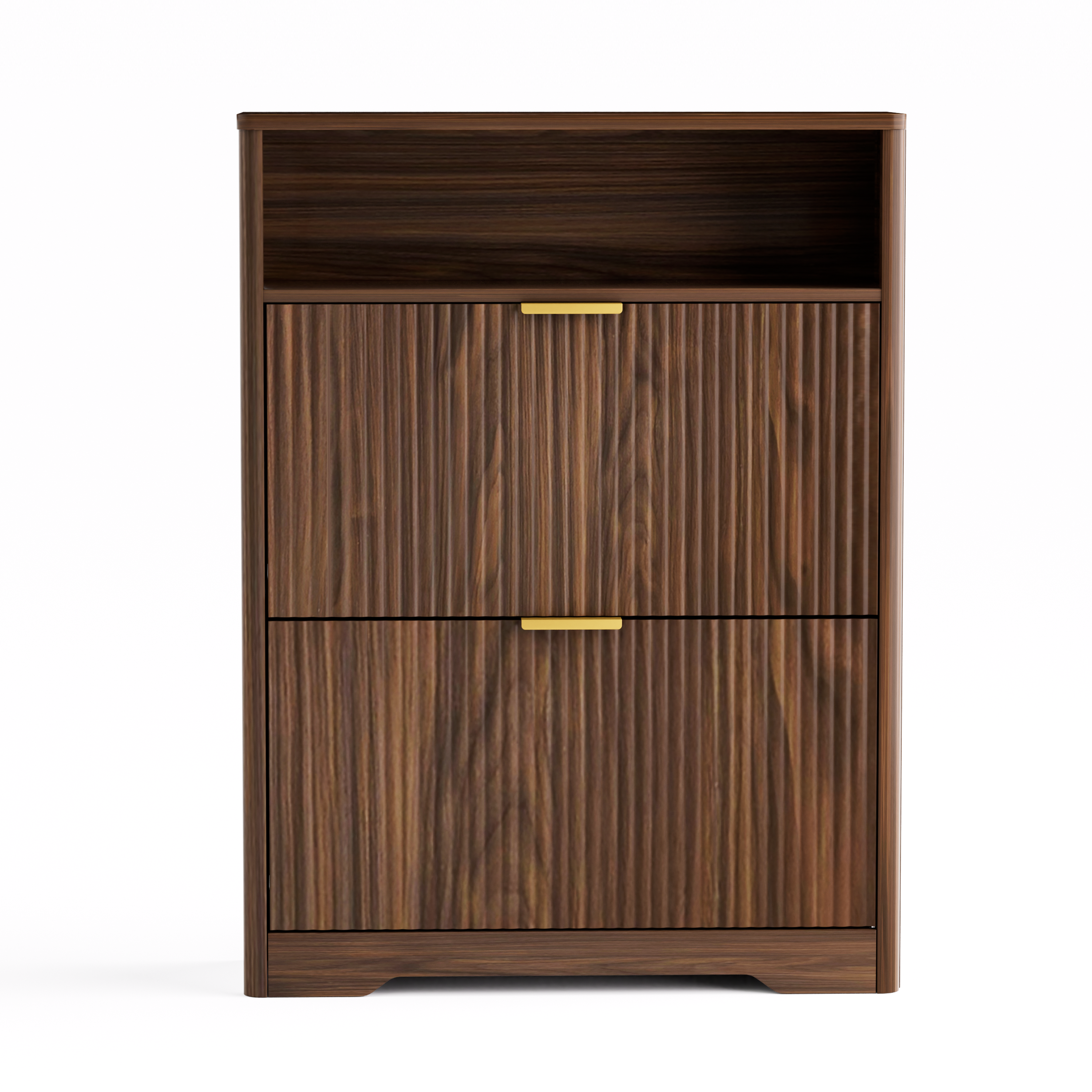 Shoe Cabinet Storage for Entryway Hidden Shoes Storage Cabinet with 2 Flip Drawers, Tall Free Standing Shoe Organizer Rack for Foyer, Hallway. Walnut,31.6'' L x 9.6'' W x 40'' H.