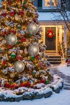 6PCS Set 3.9in Christmas Ball Ornaments Glass Hanging Ball Tree Decor Party Holiday Home Decor