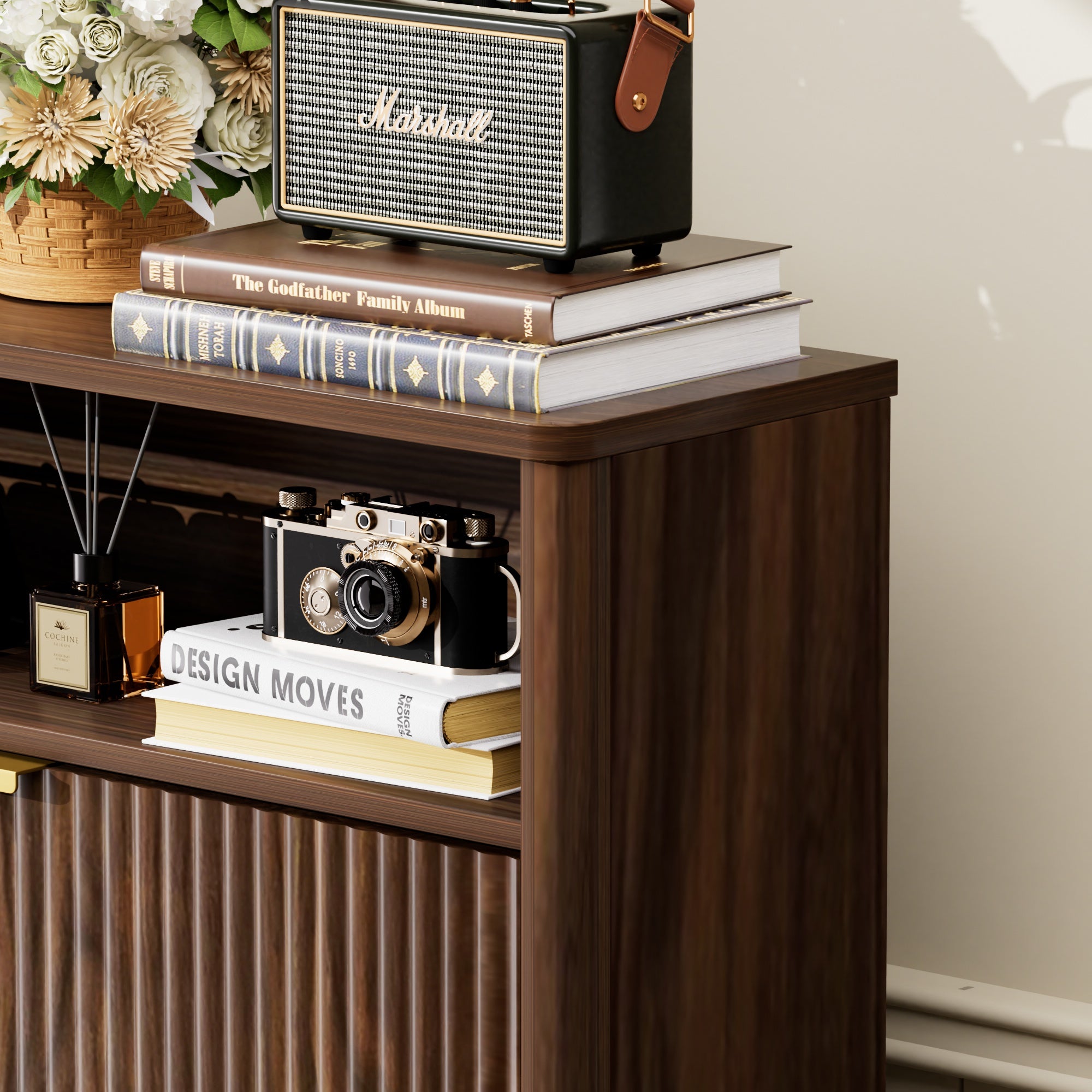 Shoe Cabinet Storage for Entryway Hidden Shoes Storage Cabinet with 2 Flip Drawers, Tall Free Standing Shoe Organizer Rack for Foyer, Hallway. Walnut,31.6'' L x 9.6'' W x 40'' H.