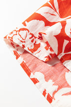 Red High Split Floral Western Cowgirl Maxi Skirt- Women