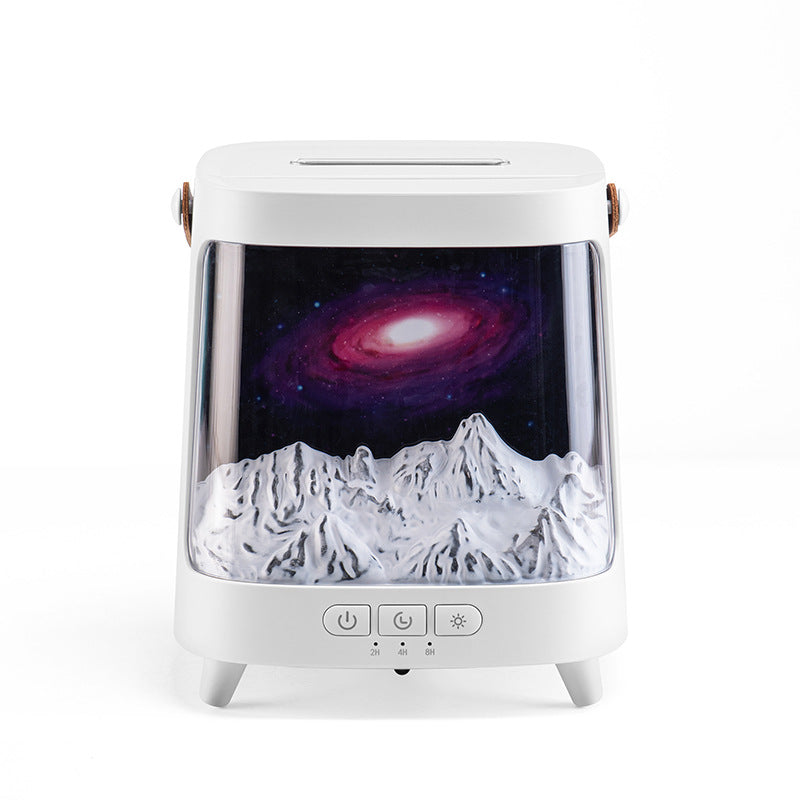 3D Starry Sky Flame Aromatherapy Machine Desktop Home Humidifier White 132x132x149mm Galaxy Style