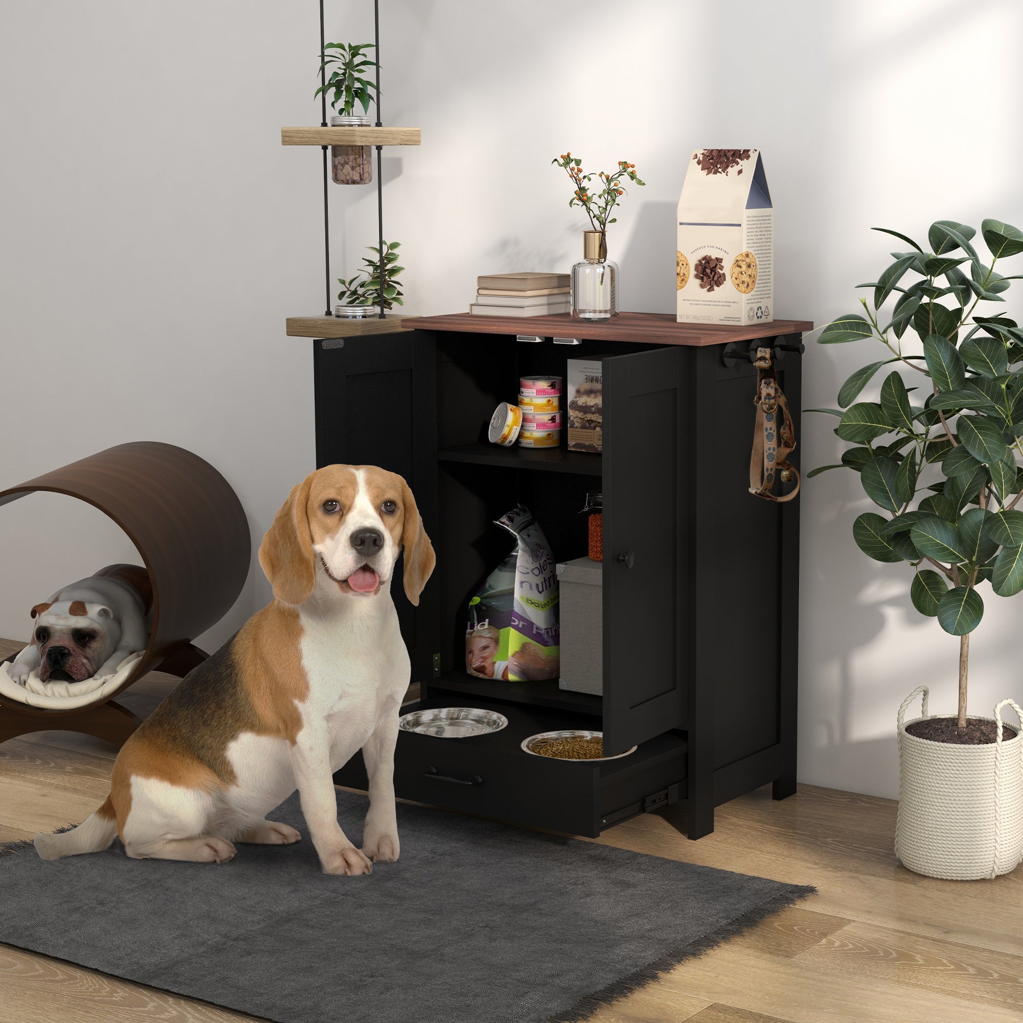 Pet Feeding Station Black 915x450x195 mm