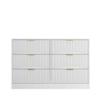 Modern 6-Drawer Dresser, Chest of Drawers for Bedroom, Living Room, Hallway, and Entryway - Large Storage Cabinet, White,Drawer panel with wavy patterns
