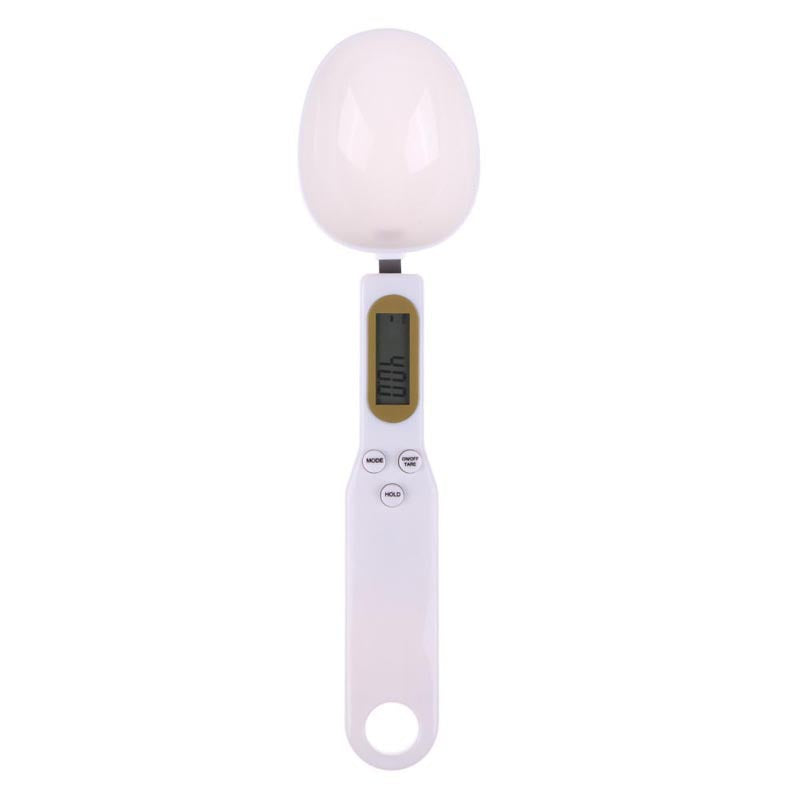 LCD Digital Kitchen Scale Electronic Cooking Food Weight Measuring Spoon Grams Coffee Tea Sugar Spoon Scale Kitchen Tools White